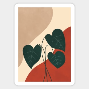 Botanical Anthurium Plant, Mid century, Modern Art, Gallery Wall, Neutral Beige Print Sticker